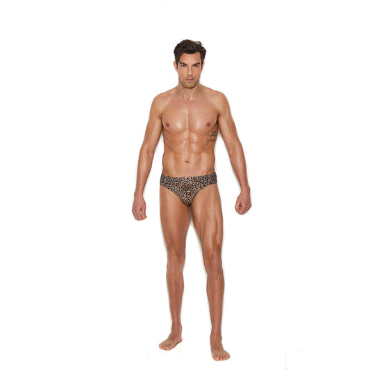 Elegant Moments Men's Thong Back Brief - Animal Small/Medium