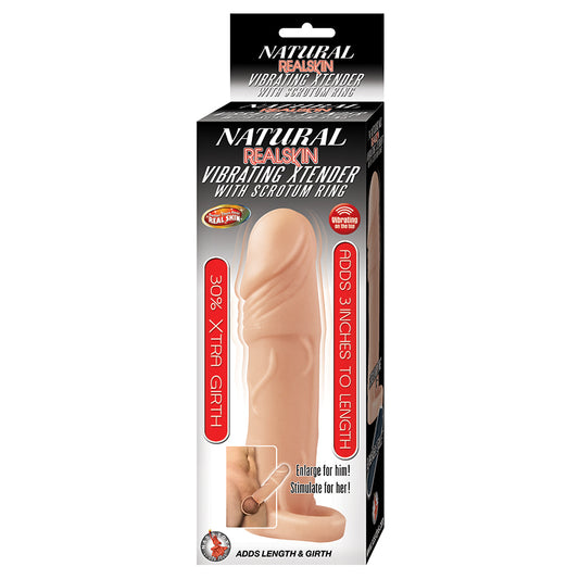 Natural-Realskin-Vibrating-Xtender-With-Scrotum-Ring-White