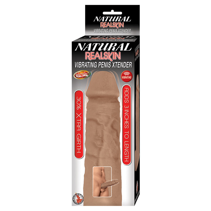 Natural-Realskin-Vibrating-Penis-Xtender-Brown