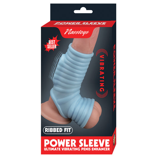 Power-Sleeve-Ribbed-Fit-Vibrating-Penis-Enhancer-Blue