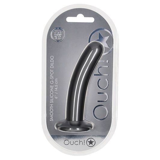 Ouch! Smooth G-Spot Dildo - Gun Metal 6"