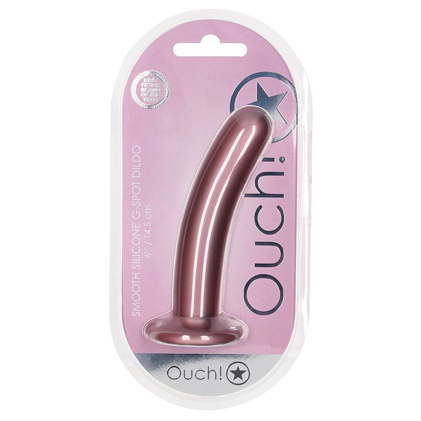 Ouch! Smooth G-Spot Dildo - Rose Gold 6"