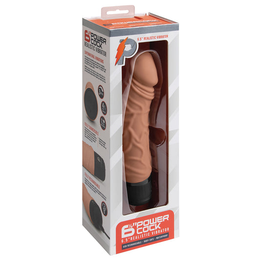 Powercocks 6.5" Realistic Vibrator - Mocha