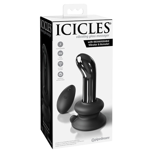 Icicles-No-84-Vibrating-Glass-Massager-with-Rechargeable-Vibrator-&-Remote-Black