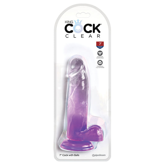 King-Cock-Clear-7-Cock-with-Balls-Purple