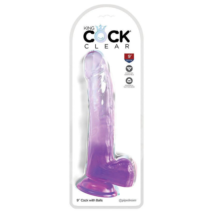 King-Cock-Clear-9-Cock-with-Balls-Purple