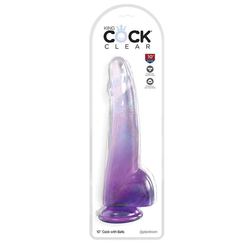 King-Cock-Clear-10-Cock-with-Balls-Purple