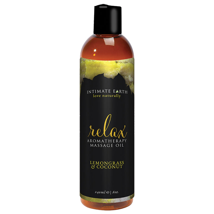 Intimate Earth Relax Aromatherapy Massage Oil - Lemon Grass & Coconut 8oz