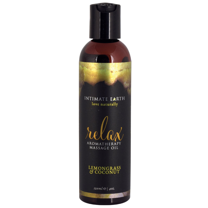 Intimate Earth Relax Aromatherapy Massage Oil - Lemon Grass & Coconut 4oz