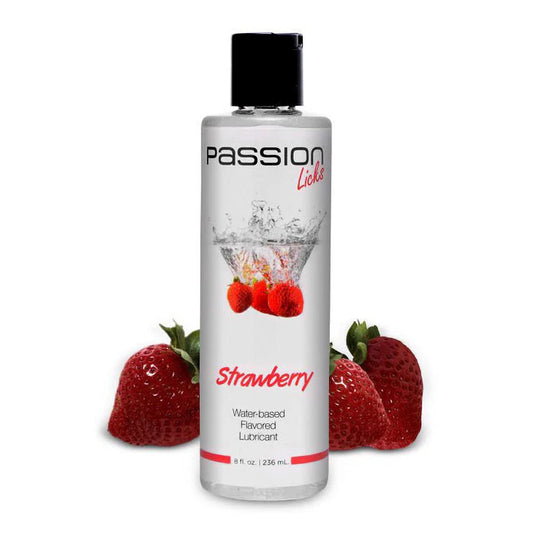 Passion Licks Strawberry Water Based Flavored Lubricant - 8oz