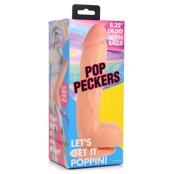 Pop Peckers 8.25 Inch Dildo with Balls - Light