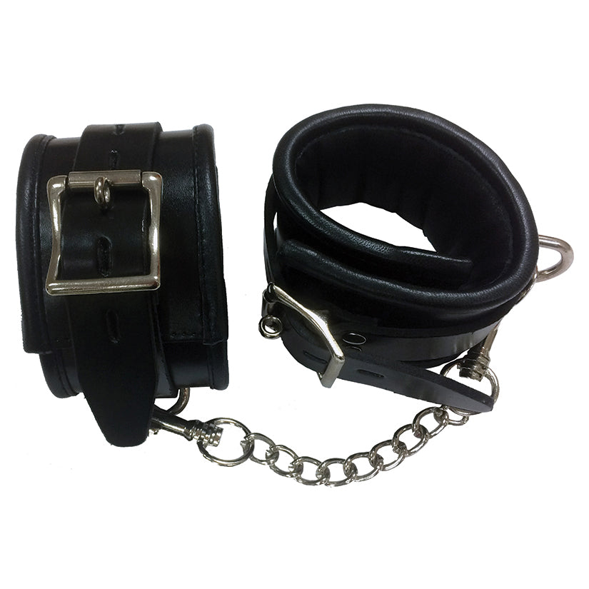 Rouge Leather Padded Wrist Cuffs - Black