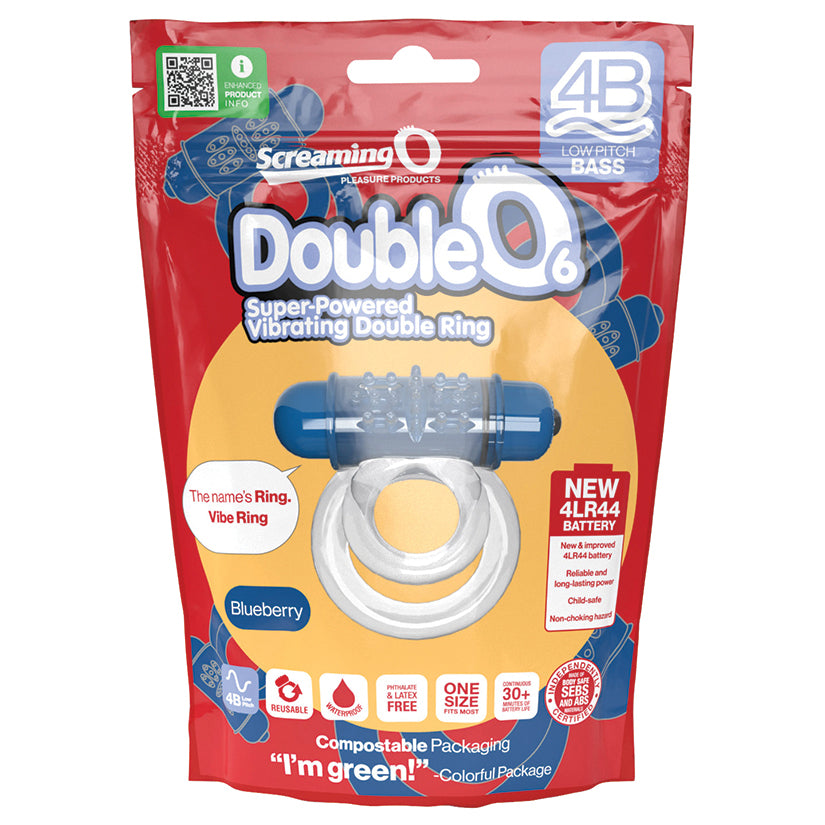 Screaming O 4B Deep Rumbling DoubleO 6 Vibrating Ring - Blueberry