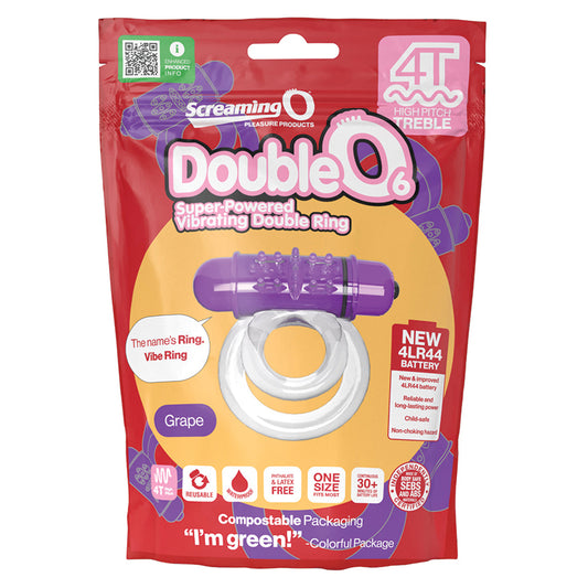 Screaming O 4T Tickle & Tease DoubleO 6 Vibrating Ring - Grape