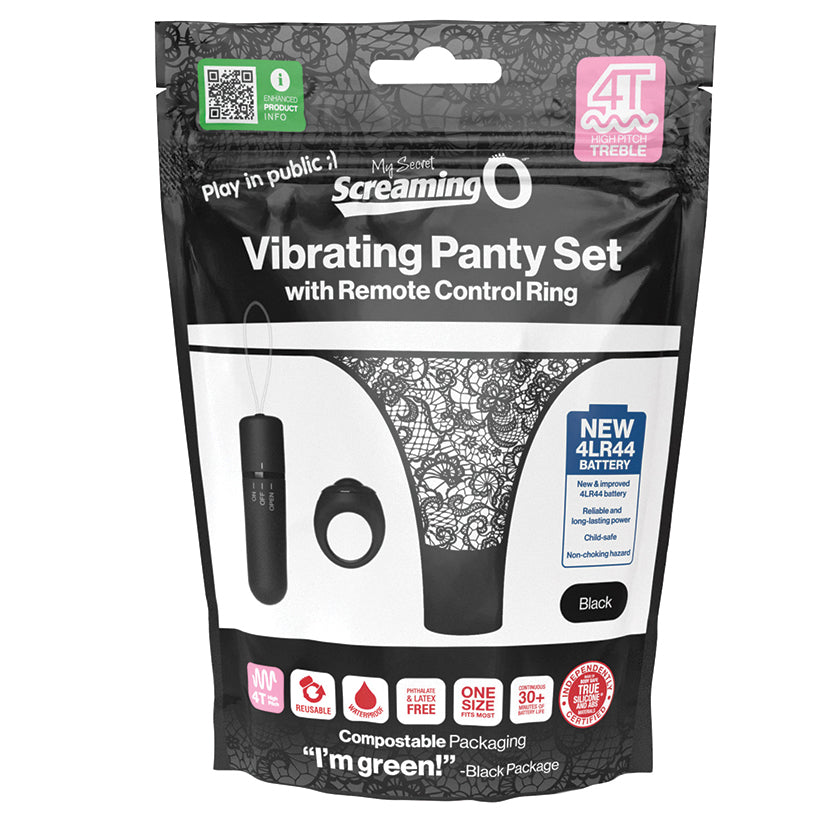 Screaming O My Secret 4T Tickle & Tease Remote Control Panty Vibe - Black