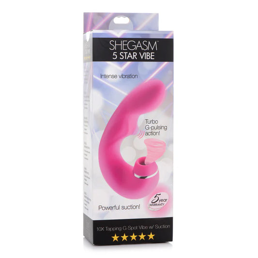 Shegasm 5 Star 10X Tapping G-Spot Vibe with Suction - Pink