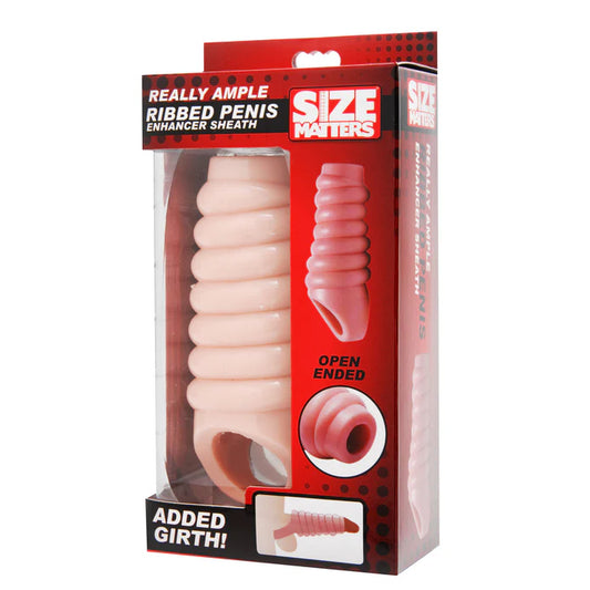 Size Matters Really Ample Ribbed Penis Enhancer Sheath