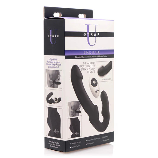 Strap U Urge Silicone Strapless Strap-On with Remote - Black