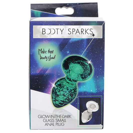 Booty-Sparks-Glow-In-The-Dark-Glass-Anal-Plug-Small