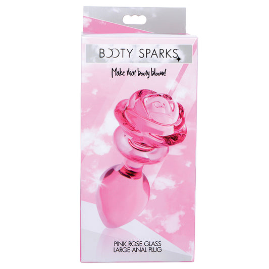 Booty-Sparks-Pink-Rose-Glass-Anal-Plug-Large