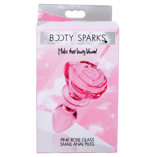 Booty-Sparks-Pink-Rose-Glass-Anal-Plug-Small